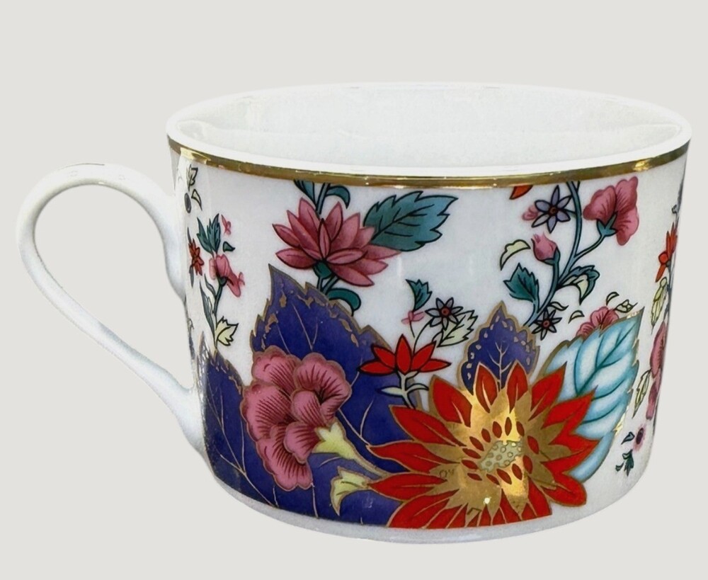 Imperial Leaf Tobacco Leaf Flat Cup Floral Gold Trim China 3.5"